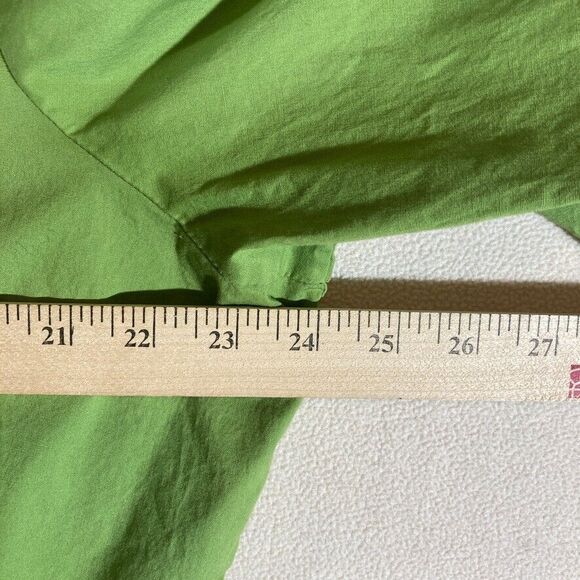 Susan Graver Blouse 1X Green Button Up Pintuck Lace Long Sleeve Collared - Picture 3 of 10